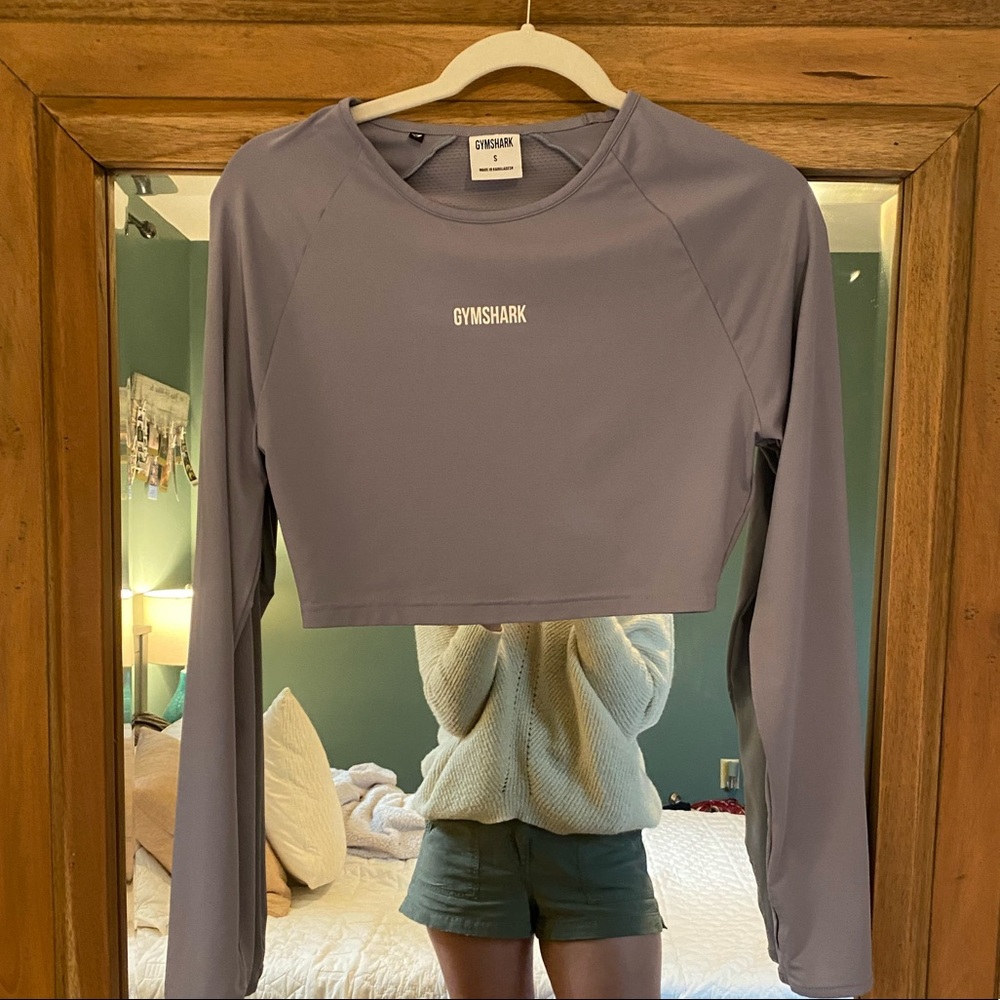 Light Purple Gymshark Long Sleeve Workout Top